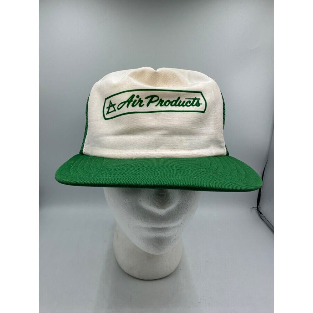Vtg Air Products Hat Made USA Snapback Trucker Cap Mesh Green White